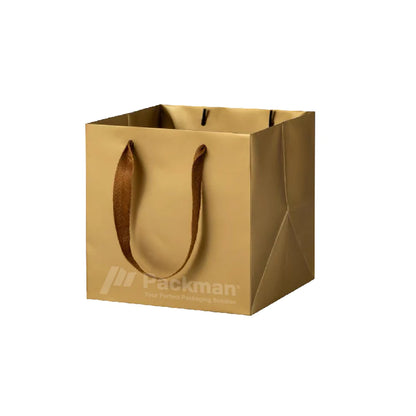 35 x 35 x 35cm Square Gold Paper Bag (10pcs)