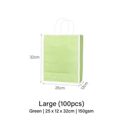 25 x 12 x 32cm Green with White Border Paper Bag (10pcs)