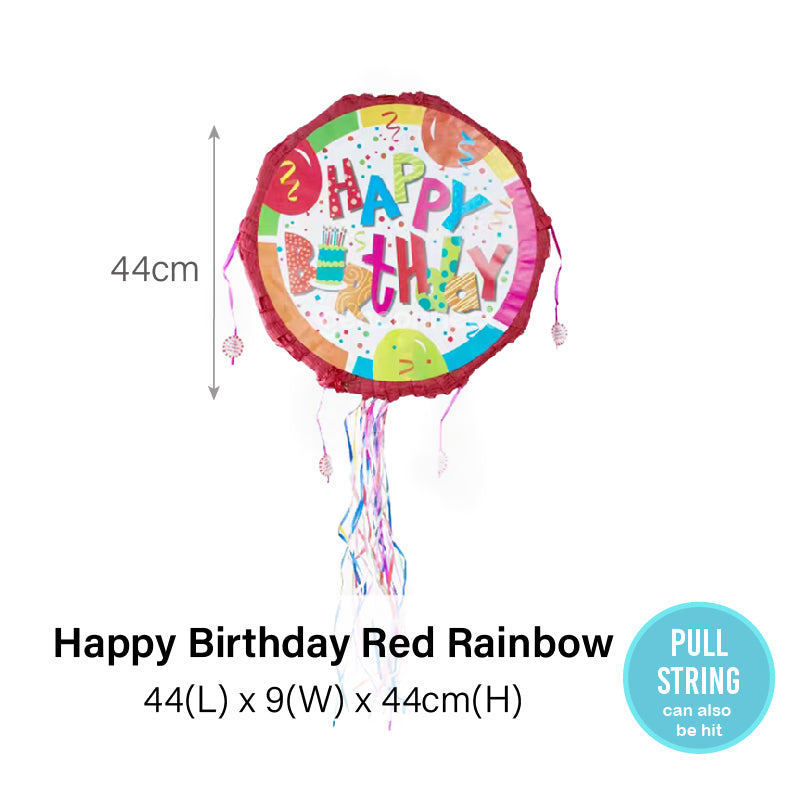 HBD Red Rainbow Piñata