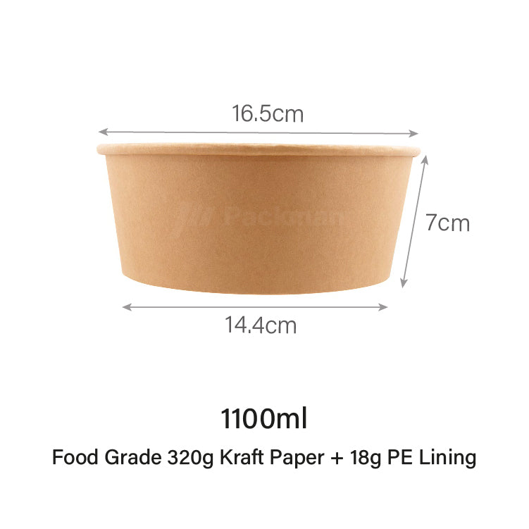 1100ml Brown Kraft Bowl (50pcs)