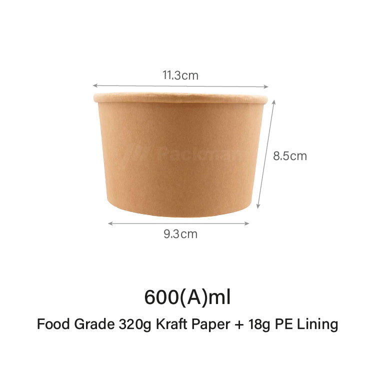 600Aml Brown Kraft Bowl (50pcs)