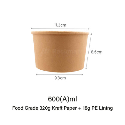 600Aml Brown Kraft Bowl (50pcs)