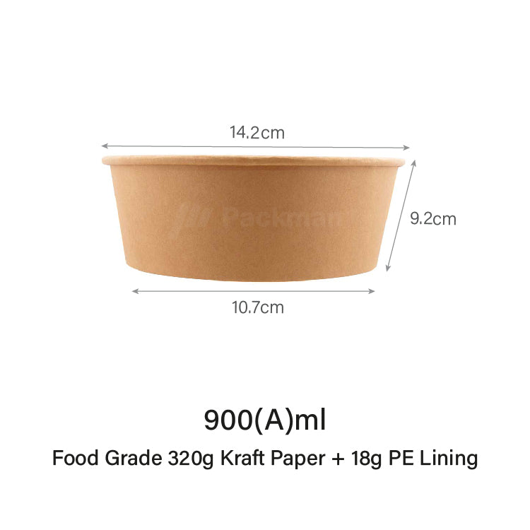 900Aml Brown Kraft Bowl (50pcs)