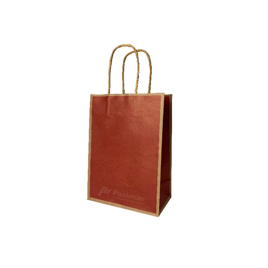 25 x 12 x 32cm Red with Brown Border Paper Bag (10pcs)