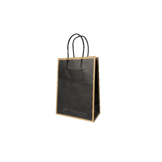 21 x 11 x 27cm Black with Brown Border Paper Bag (10pcs)