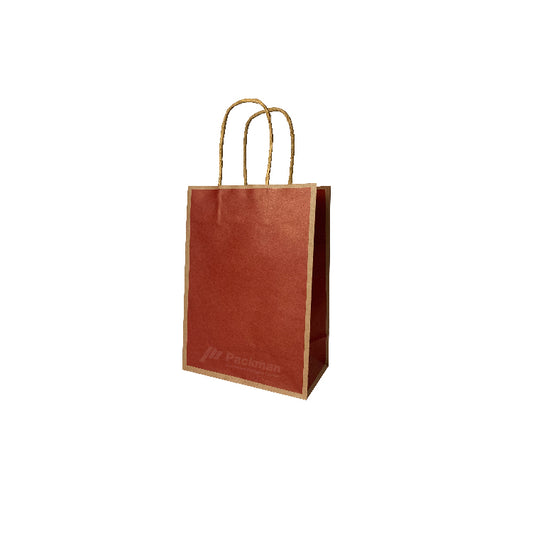 21 x 11 x 27cm Red with Brown Border Paper Bag (10pcs)