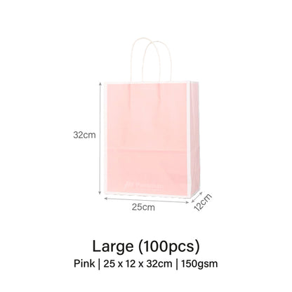 25 x 12 x 32cm Pink with White Border Paper Bag (10pcs)