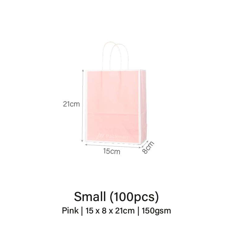 15 x 8 x 21cm Pink with White Border Paper Bag (10pcs)