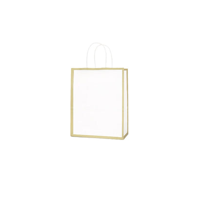 21 x 11 x 27cm White with Gold Border Paper Bag (10pcs)
