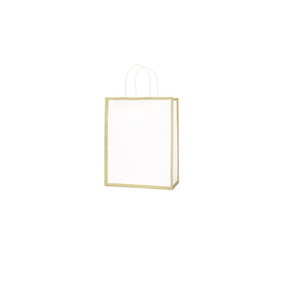 15 x 8 x 21cm White with Gold Border Paper Bag (10pcs)