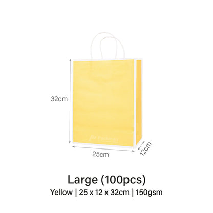 25 x 12 x 32cm Yellow with White Border Paper Bag (10pcs)