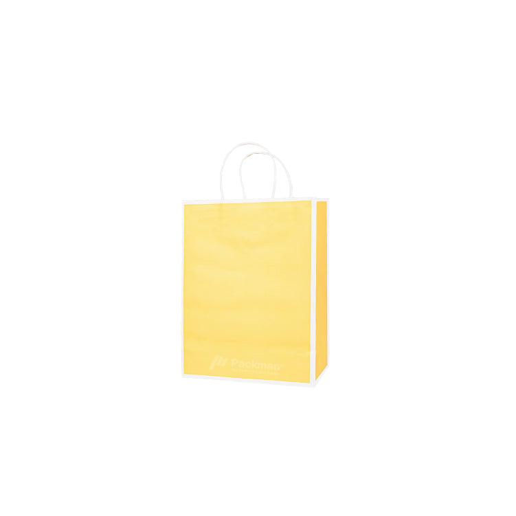 21 x 11 x 27cm Yellow with White Border Paper Bag (10pcs)