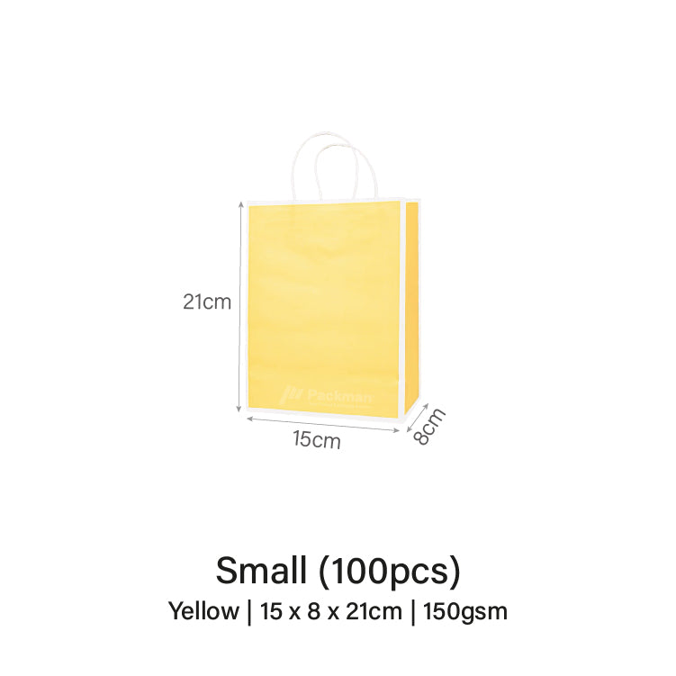 15 x 8 x 21cm Yellow with White Border Paper Bag (10pcs)