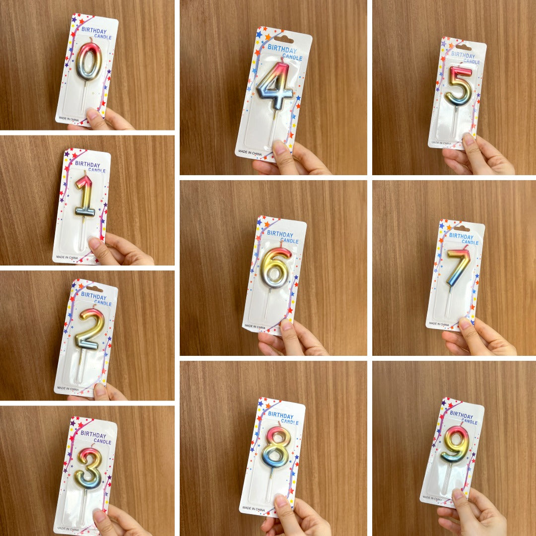 Rainbow 0-9 HBD Candle