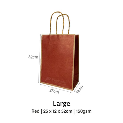 Red with Brown Border Paper Bag