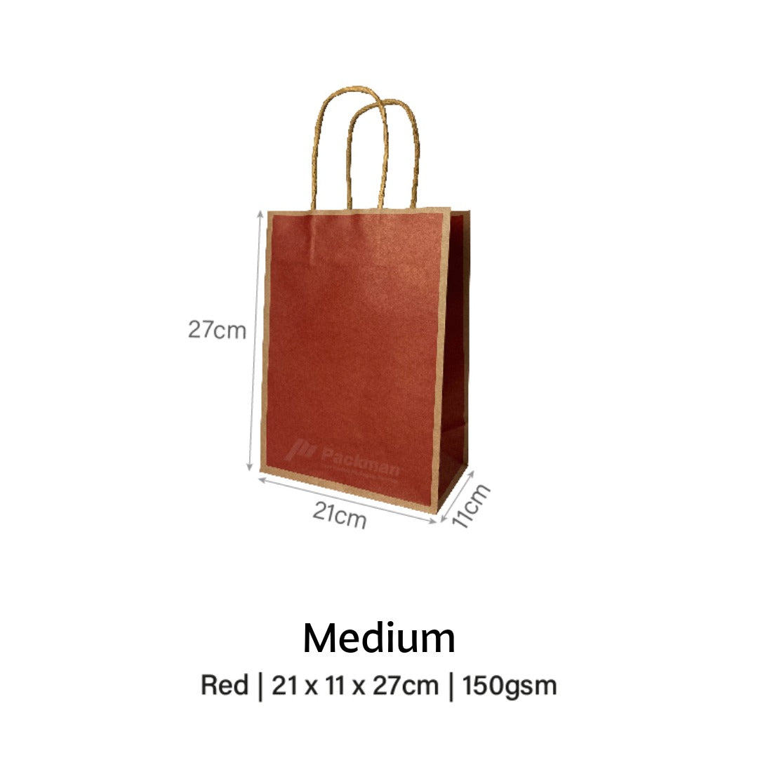 Red with Brown Border Paper Bag