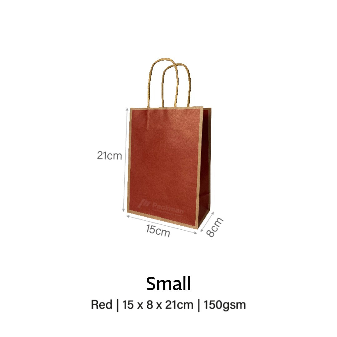 Red with Brown Border Paper Bag