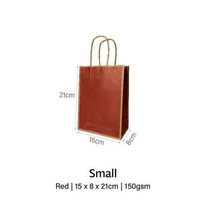 Red with Brown Border Paper Bag