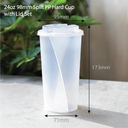 98mm Split PP Hard Cup With LID Set - 24oz (20 pcs)