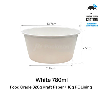 White Double-Coated Kraft Bowl