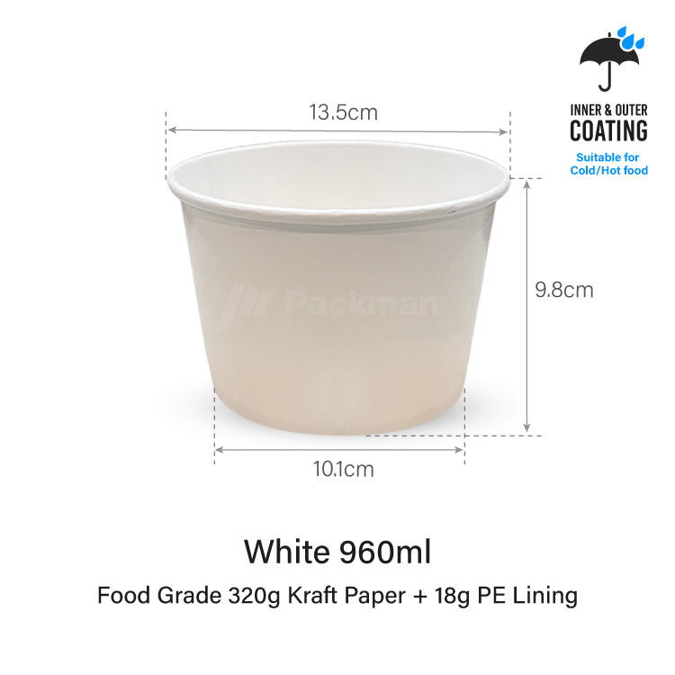 White Double-Coated Kraft Bowl