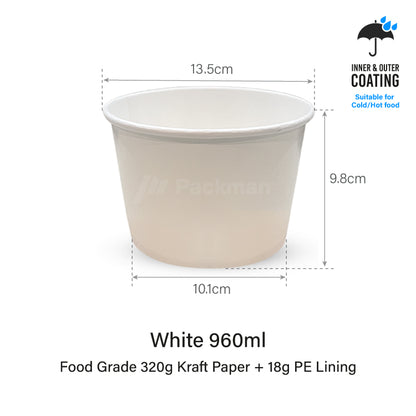 White Double-Coated Kraft Bowl