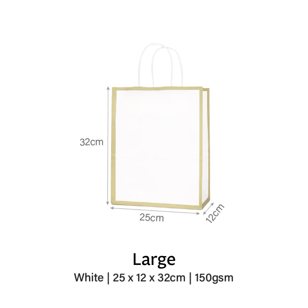 White with Gold Border Paper Bag