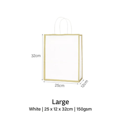 White with Gold Border Paper Bag