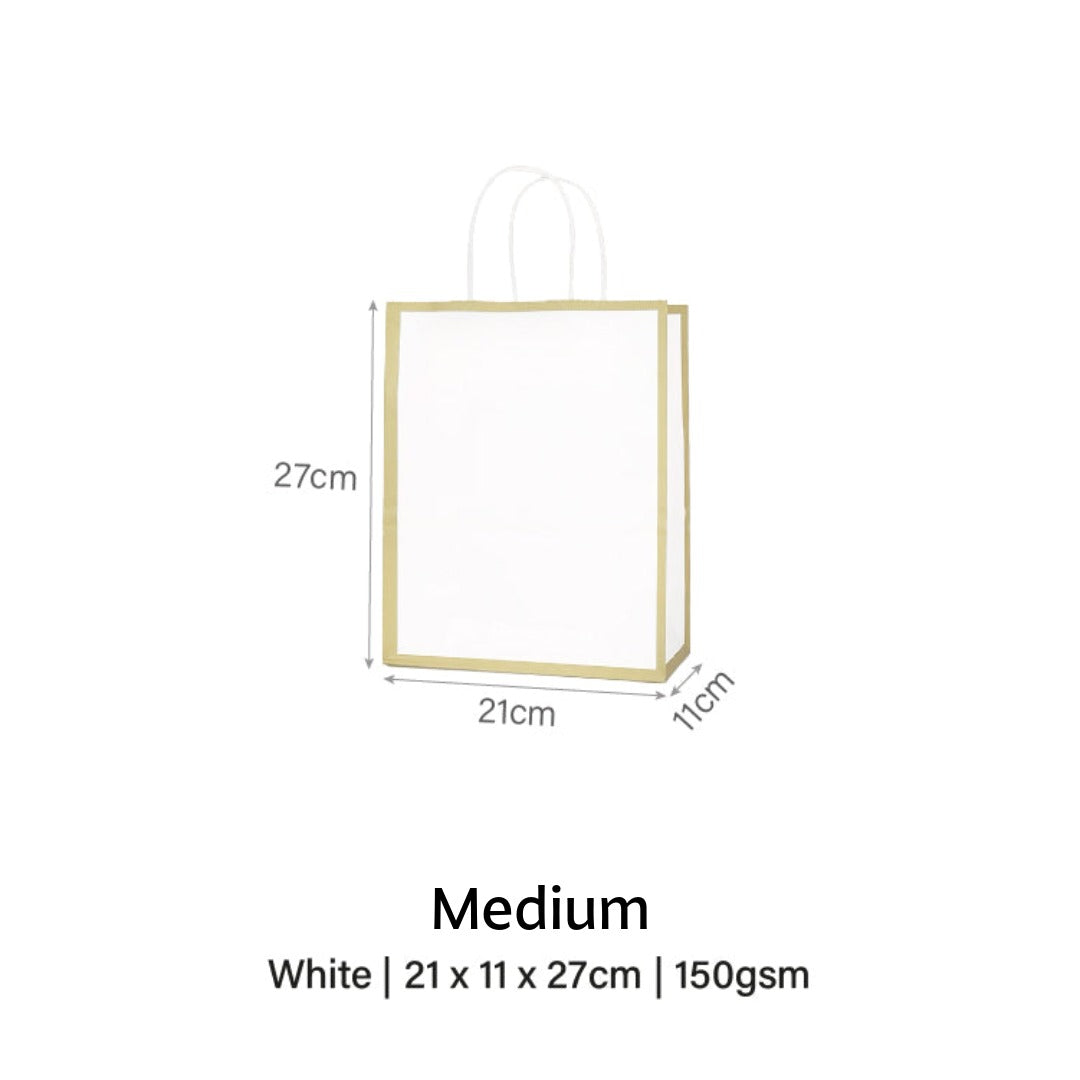 White with Gold Border Paper Bag