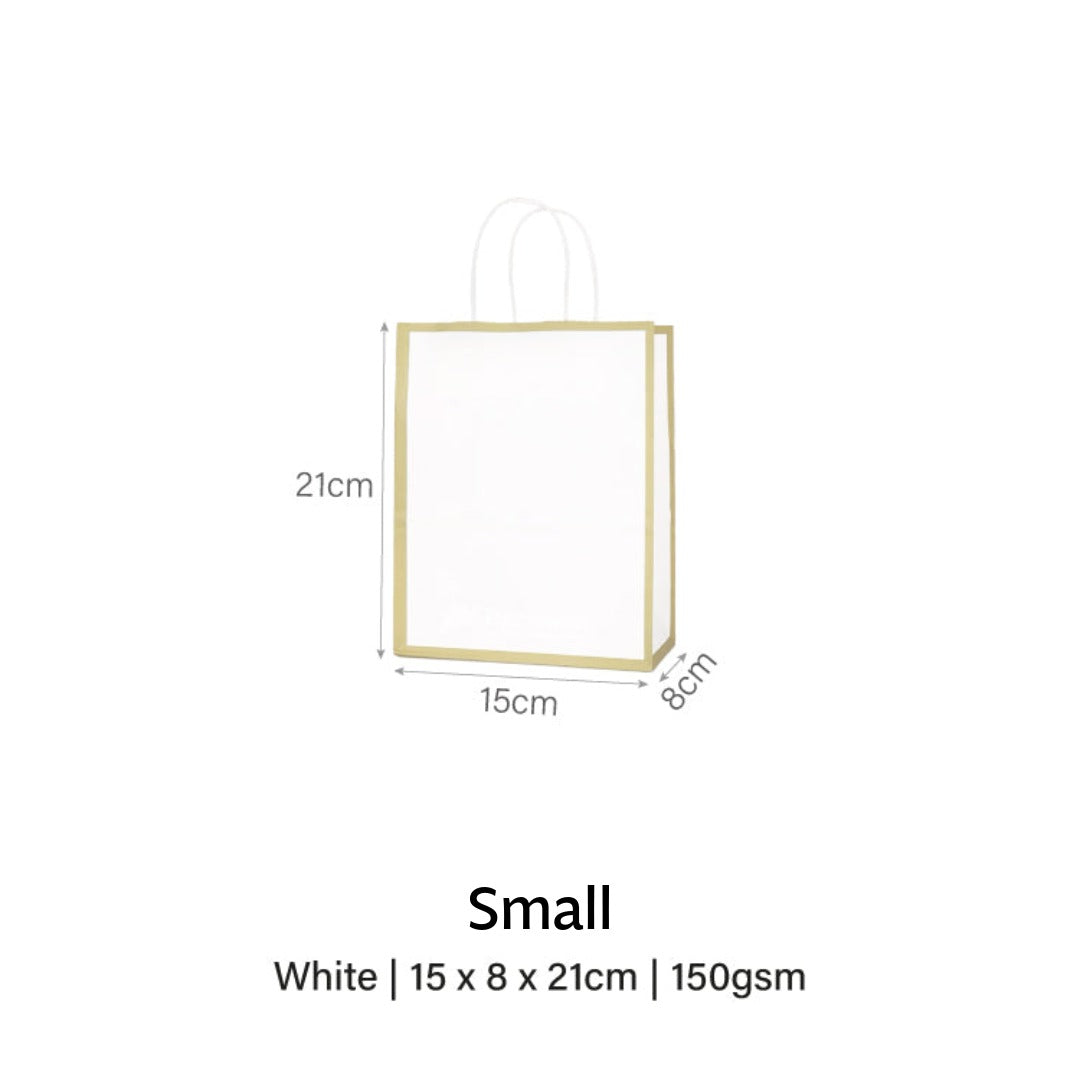 White with Gold Border Paper Bag