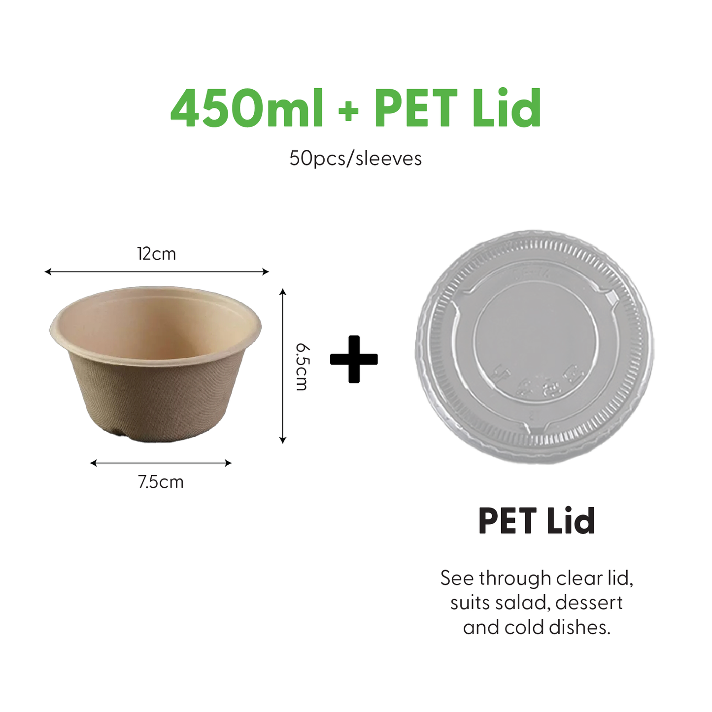 Bagasse Dessert Bowl 450ml (50PCS/PACK)