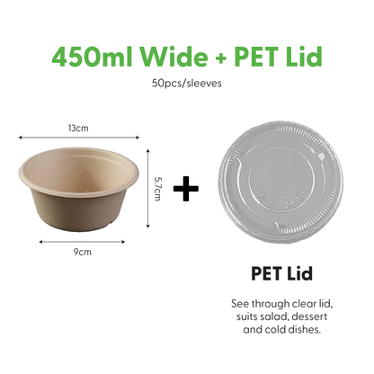 Bagasse Dessert Bowl 450ml Wide (50PCS/PACK)