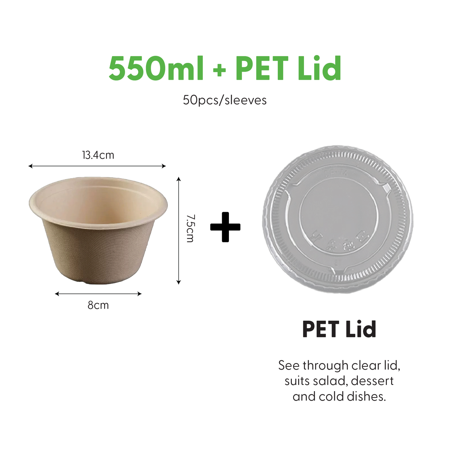 Bagasse Dessert Bowl 550ml (50PCS/PACK)