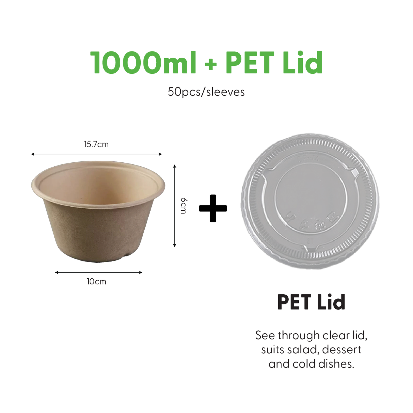 Bagasse Dessert Bowl 1000ml (50PCS/PACK)