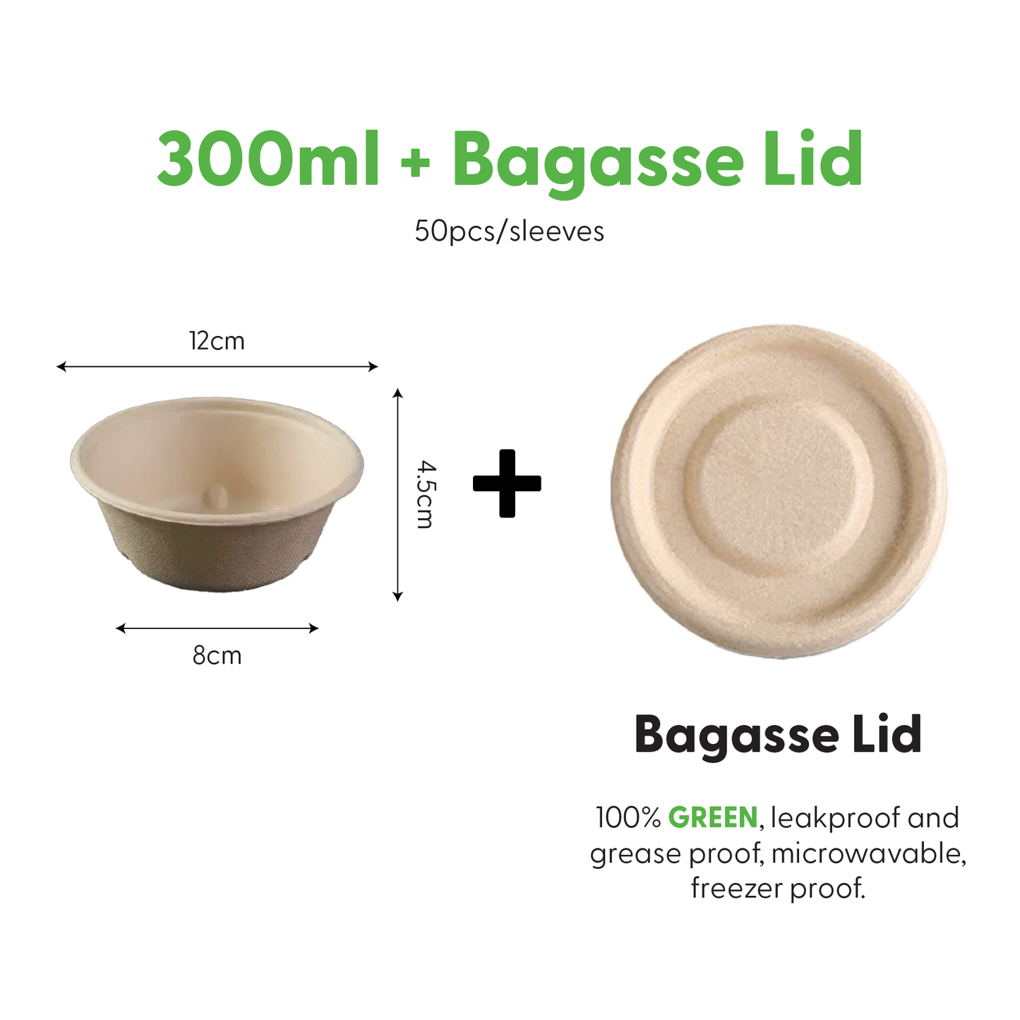 Bagasse Dessert Bowl 300ml (50PCS/PACK)