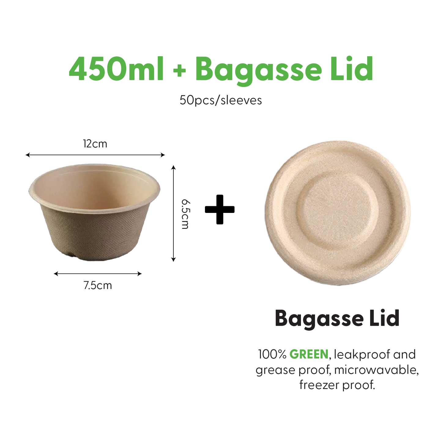 Bagasse Dessert Bowl 450ml (50PCS/PACK)