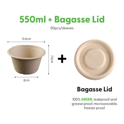 Bagasse Dessert Bowl 550ml (50PCS/PACK)