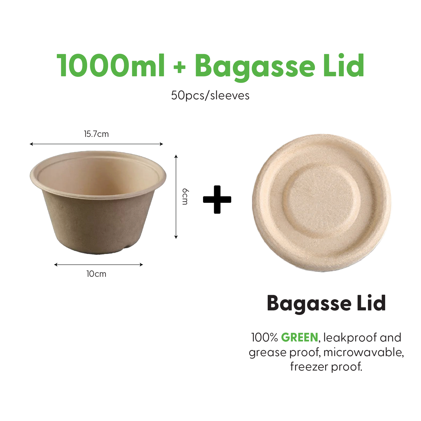 Bagasse Dessert Bowl 1000ml (50PCS/PACK)