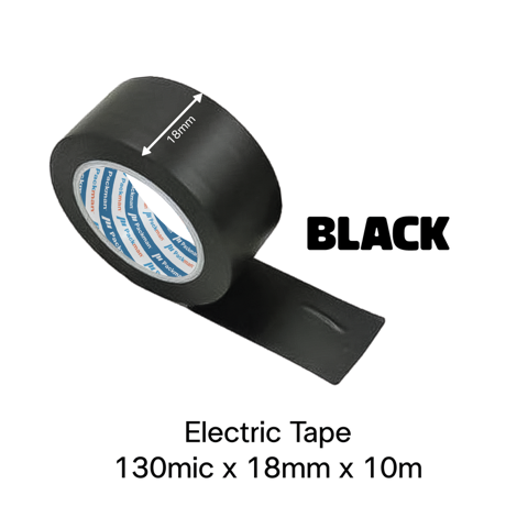 18mm x 10m BLACK Electrical Tape (6 Rolls)