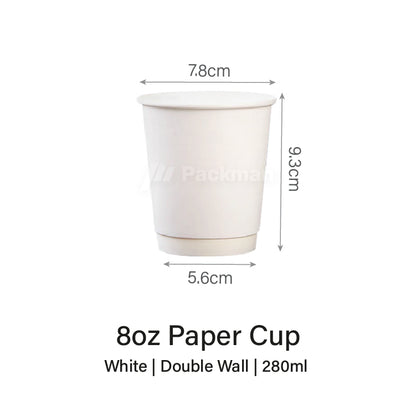 8oz White Single / Double Wall Paper Cup