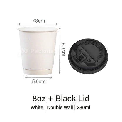 8oz White Single / Double Wall Paper Cup