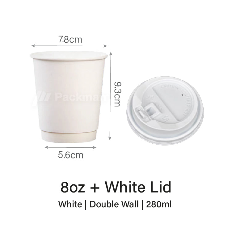 8oz White Single / Double Wall Paper Cup