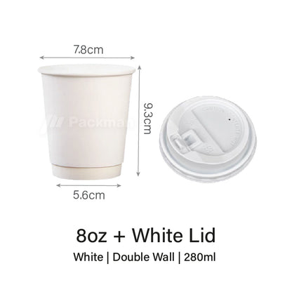 8oz White Single / Double Wall Paper Cup