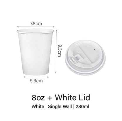 8oz White Single / Double Wall Paper Cup