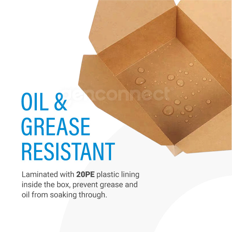 1200ml 2-Compartment Kraft Paper Bento Box (50pcs)