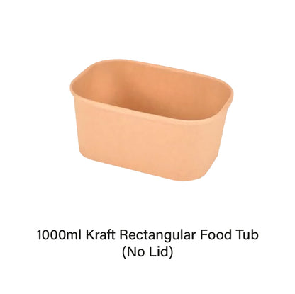 1000ml Kraft Rectangular Food Tub (50pcs)