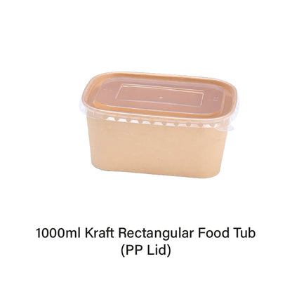 1000ml Kraft Rectangular Food Tub (50pcs)