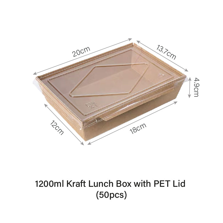 1200ml Window Kraft Lunch Box with PET Lid(50pcs)