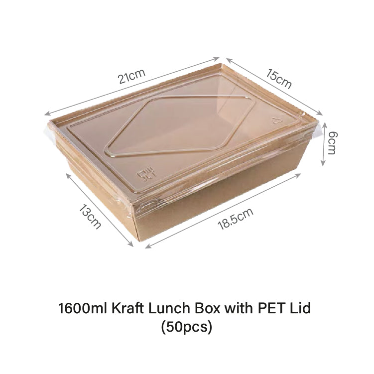 1600ml Window Kraft Lunch Box with PET Lid(50pcs)