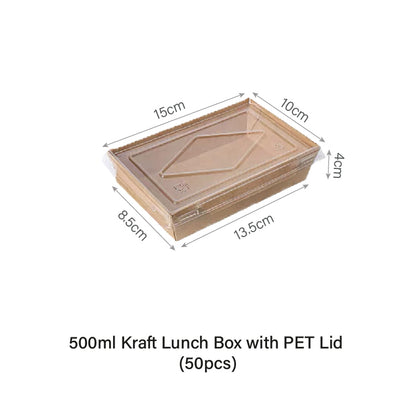 500ml Window Kraft Lunch Box with PET Lid(50pcs)